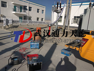 宁夏吴忠太阳山风电厂变频串联谐振试验现场